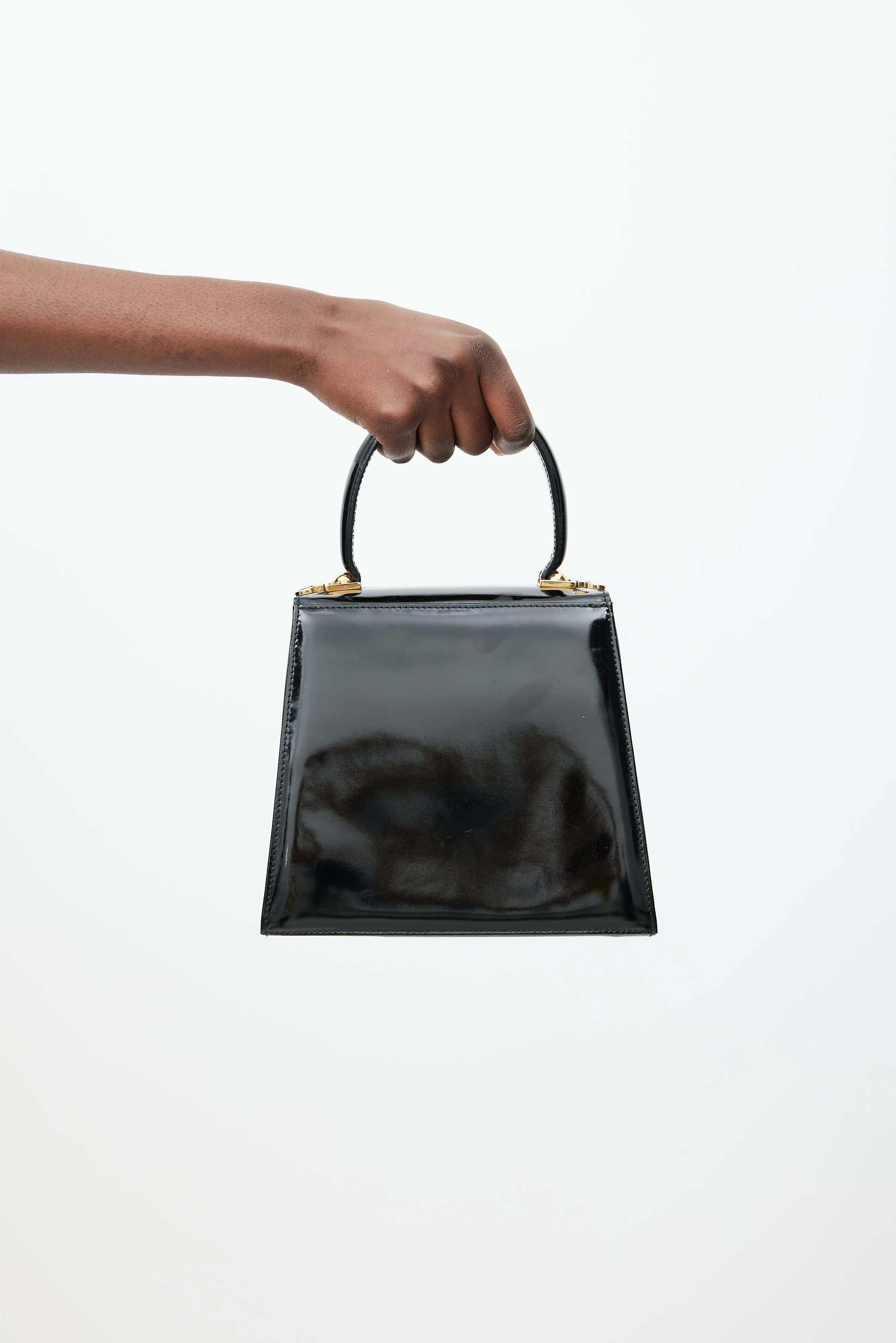 Black & Gold Iconic Patent Leather Bag