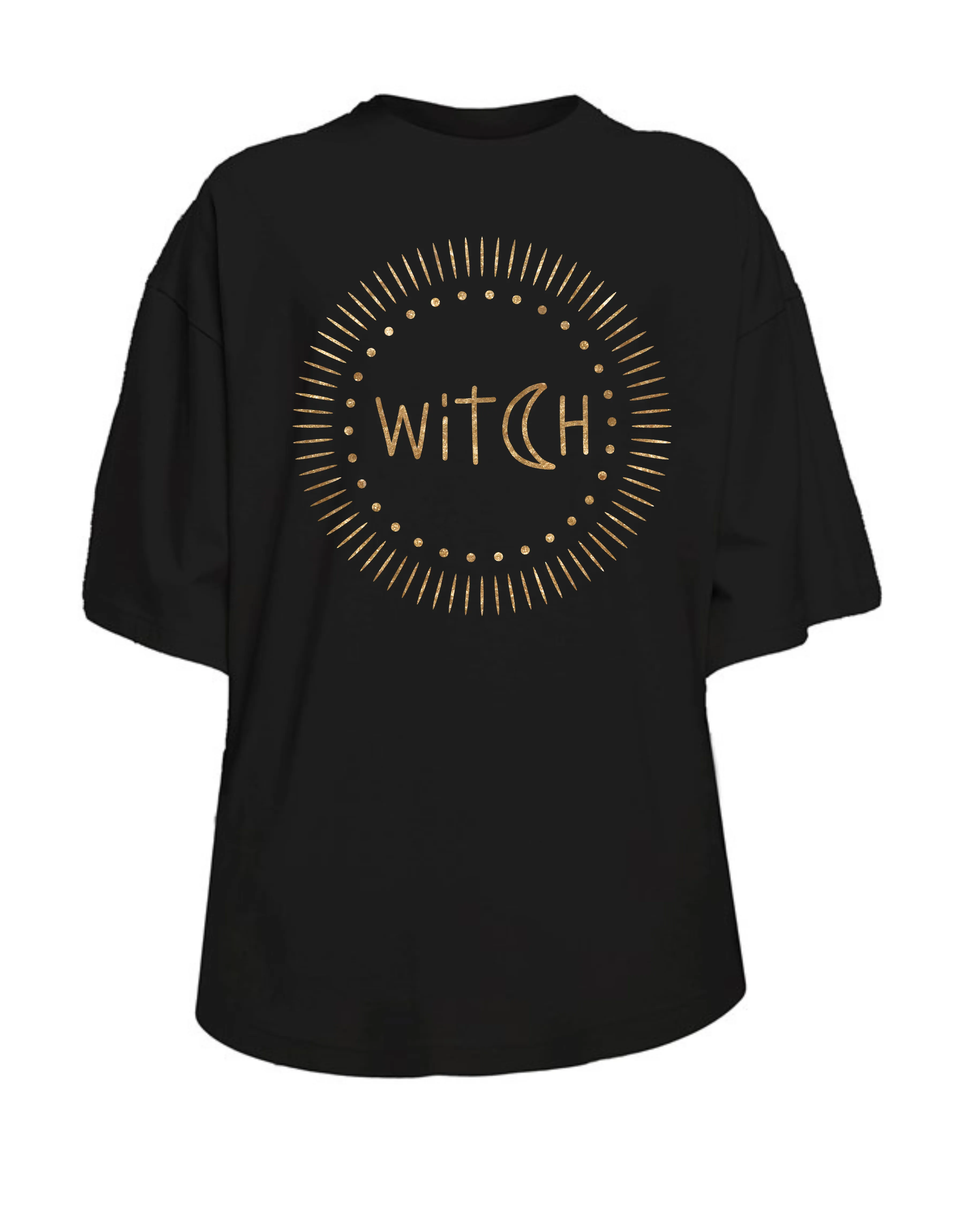 Black "Witch" Drop Sleeve Oversized Tee Dress