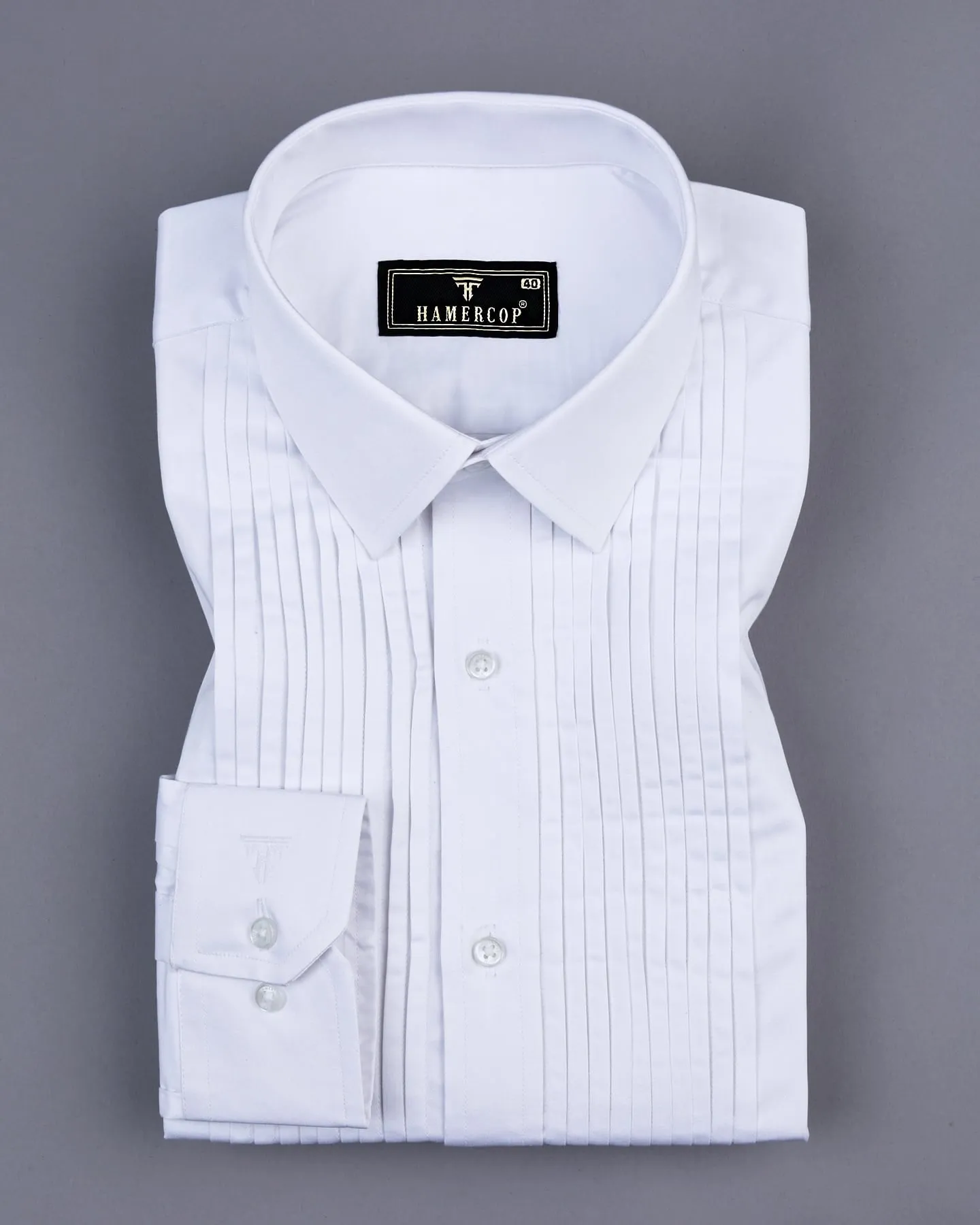 Bright White Soft Touch Satin Designer Tuxedo Shirt