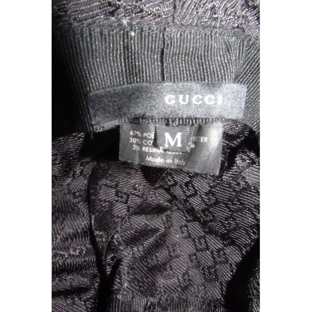 Gucci blue Guccissima print bucket hat w white leather
