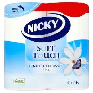 Nicky Soft Touch Gentle Toilet Tissue 4 Pack - Case of 10