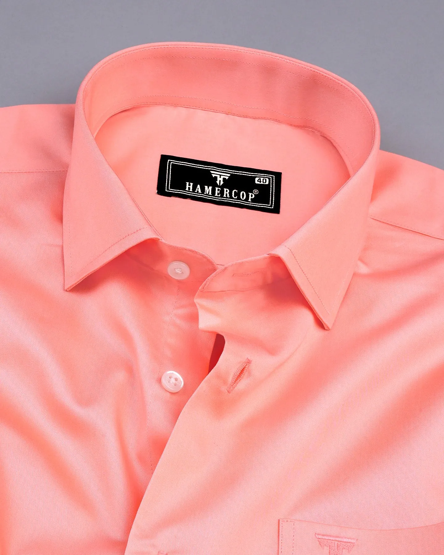 Peach Soft Touch Satin Premium Cotton Shirt