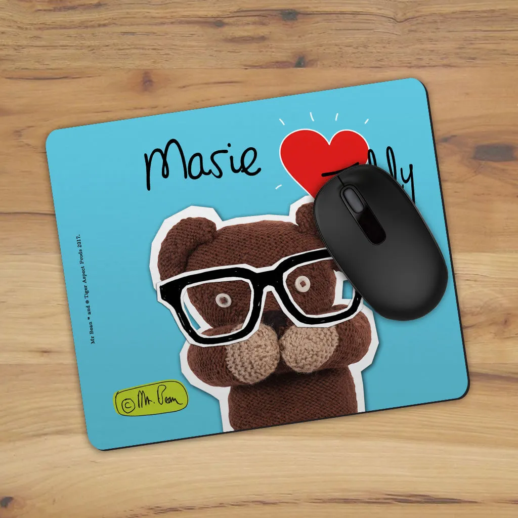 Personalised Heart Teddy Mouse mat