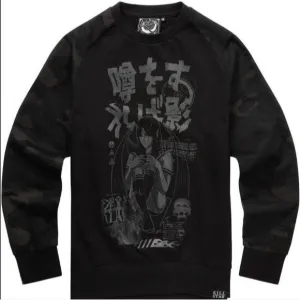 Romour Camo Sweatshirt | Black Soft Cotton Camo Sleeves