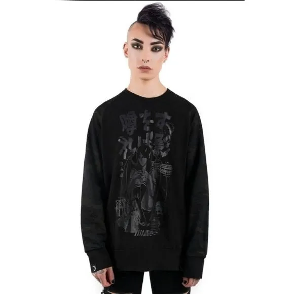 Romour Camo Sweatshirt | Black Soft Cotton Camo Sleeves