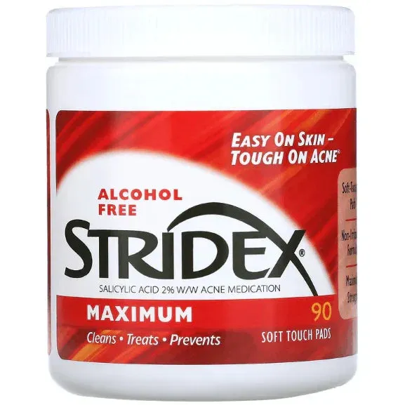 Stridex, Single-Step Acne Control, Maximum, Alcohol Free, 90 Soft Touch Pads