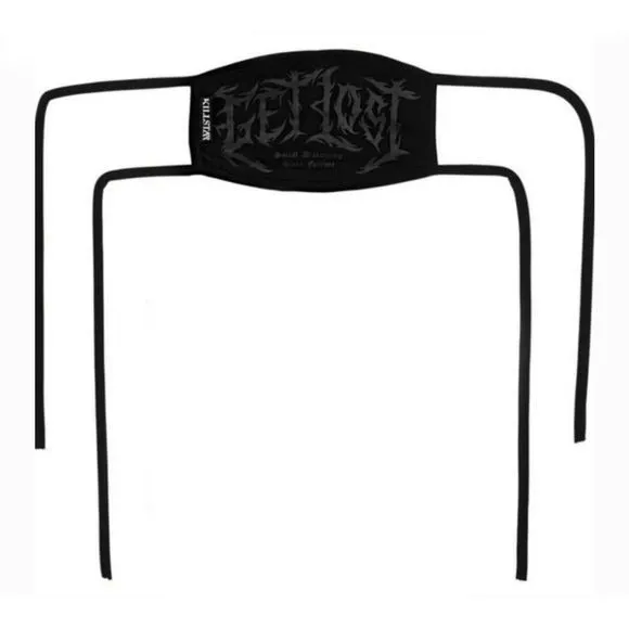 Unisex Face Mask | Get Lost Tie | Gothic Black - Ties In Back Cotton Face Mask