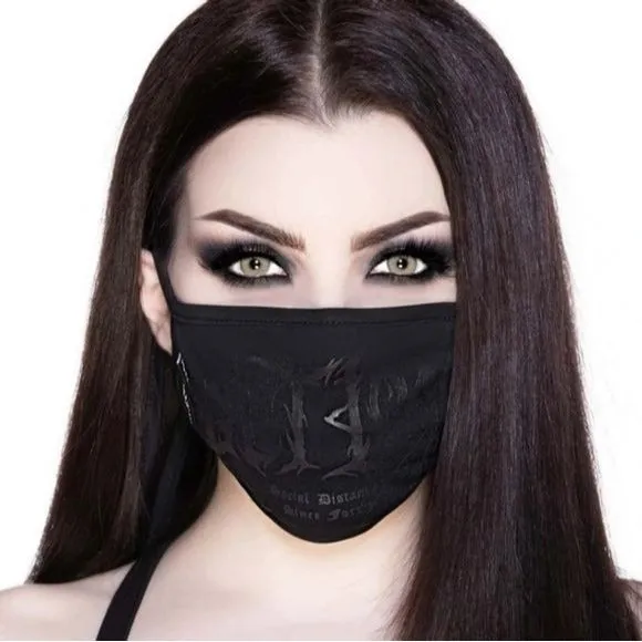 Unisex Face Mask | Get Lost Tie | Gothic Black - Ties In Back Cotton Face Mask